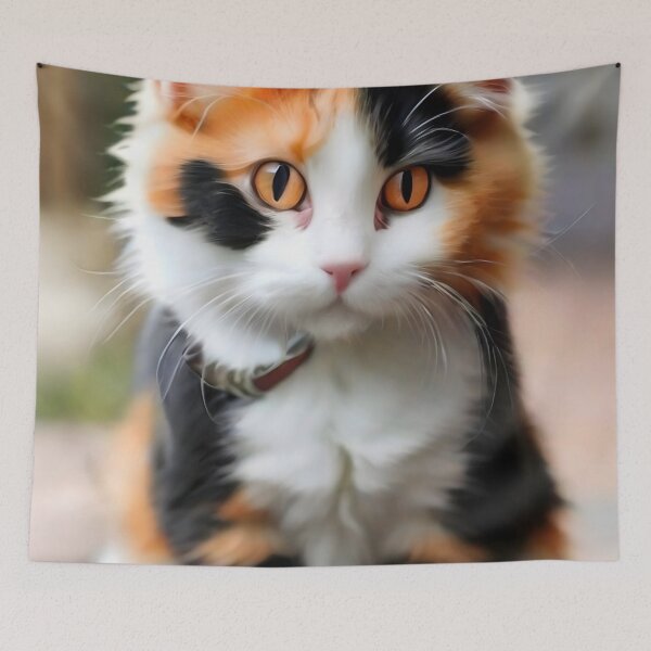 Item preview, Calico cat  black around eyes orange nuzzle white paws designed and sold by RAILGUNWII.