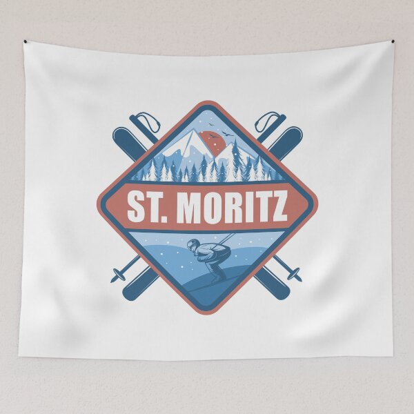 Item preview, St. Moritz Switzerland Skiing Design, Engadine Winter Sport designed and sold by CynthiaGraphics.
