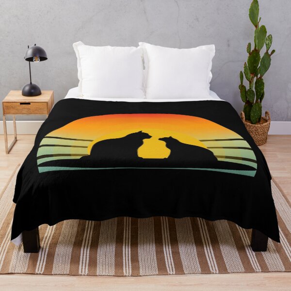 Item preview, Retro Sunset Bliss - Cat Silhouette in Vintage Design designed and sold by BKPrintDesing.