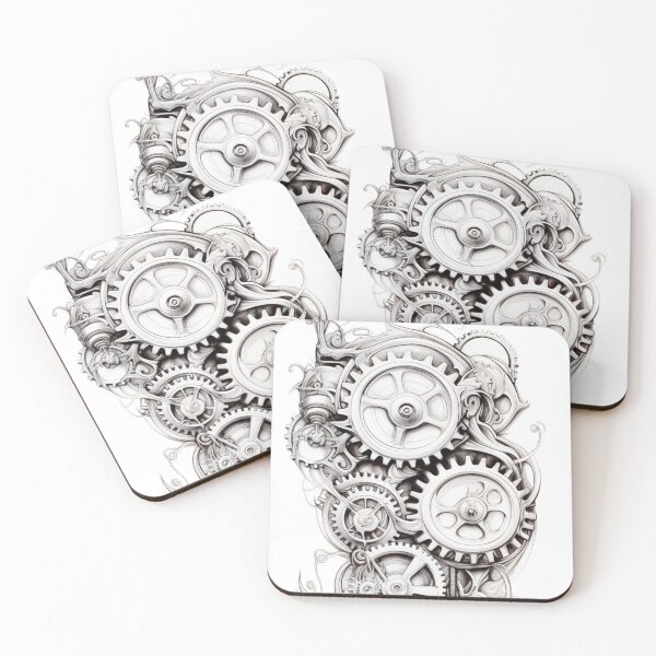 Item preview, Gears mecha, monochrome sketch, biomechanical designed and sold by Margival.