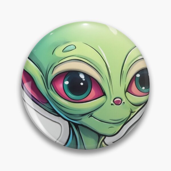Artikelvorschau, Grüner Alien-Aufkleber mit roten Augen entworfen und verkauft von KeyDesignx.