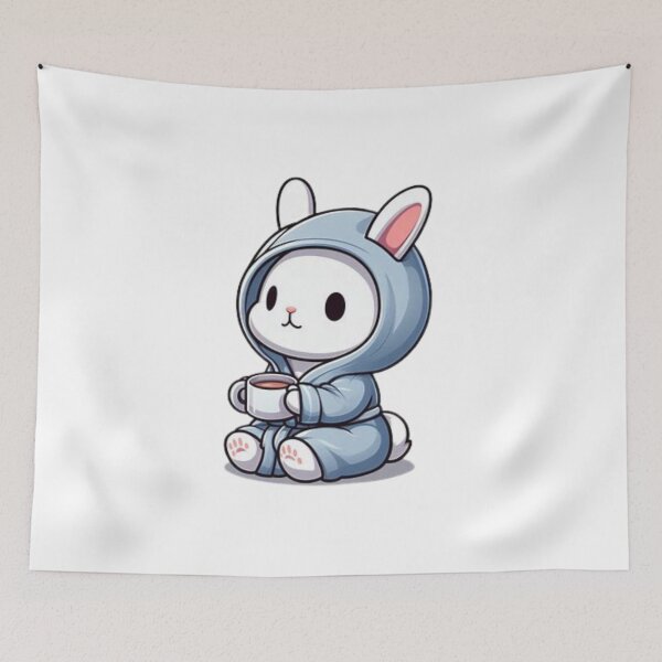 Item preview, Cute White Bunny Sipping Coffe designed and sold by Goondzik.