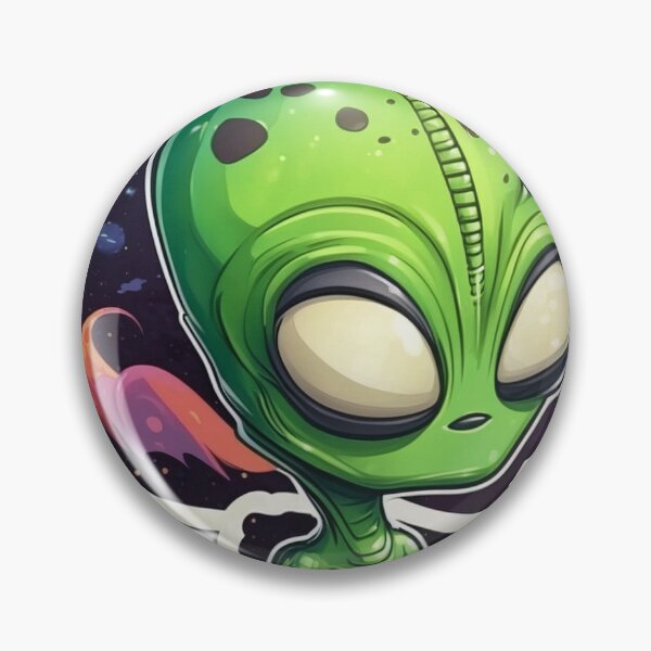 Artikelvorschau, Grüner Alien-Aufkleber entworfen und verkauft von KeyDesignx.