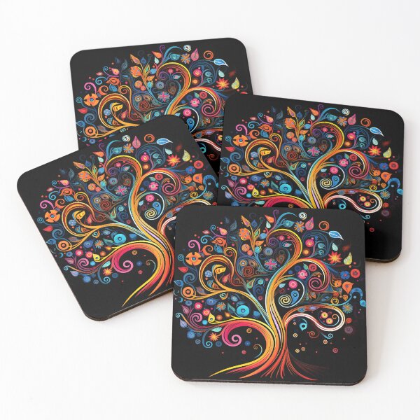 Item preview, Vibrant color doodle art tree print designed and sold by dcrc.