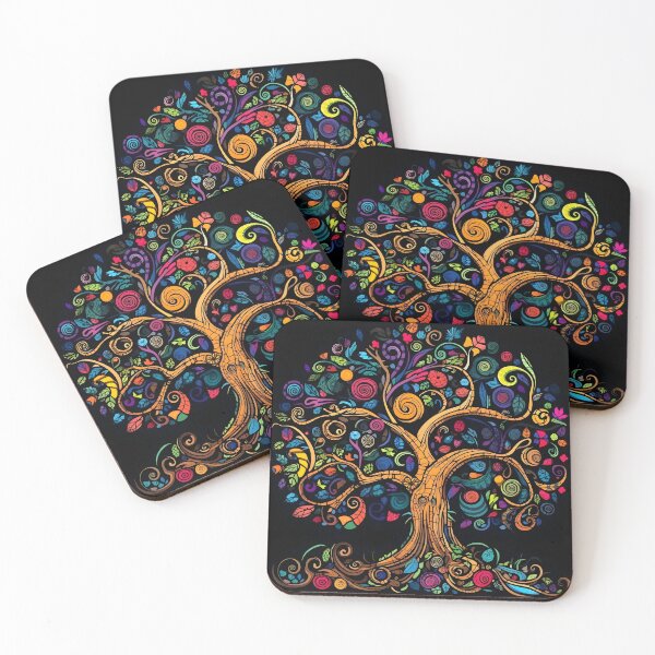 Item preview, vibrant color doodle art tree print designed and sold by dcrc.