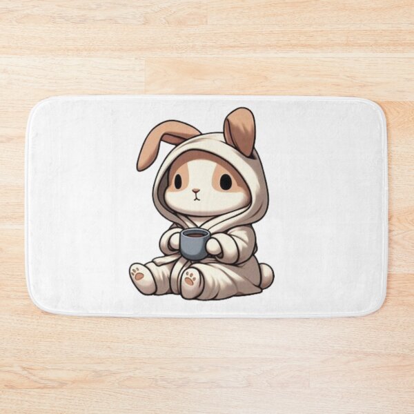 Item preview, Cute Beige and White Bunny Sipping Coffe designed and sold by Goondzik.