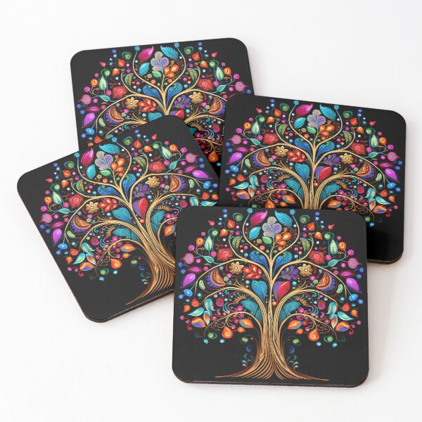 Item preview, vibrant color doodle art tree print designed and sold by dcrc.