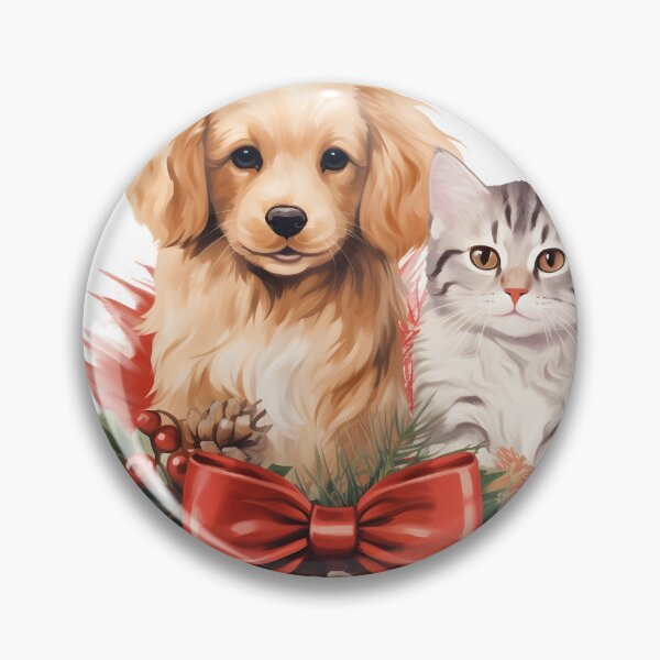 Item preview, Adorable dog and cat Christmas holiday print designed and sold by dcrc.