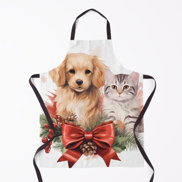 Item preview, Adorable dog and cat Christmas holiday print designed and sold by dcrc.