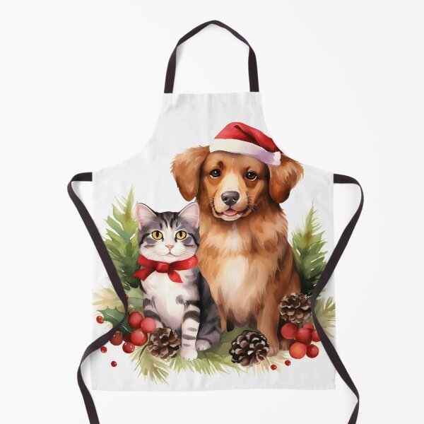 Item preview, Adorable dog and cat Christmas holiday print designed and sold by dcrc.