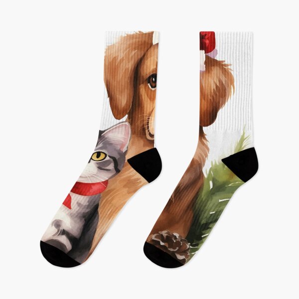 Artikelvorschau, Entzückender Weihnachtsdruck mit Hund und Katze entworfen und verkauft von dcrc.