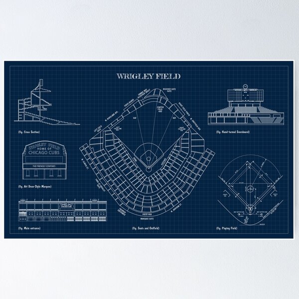 Item preview, Wrigley Field (Navy Blueprint) designed and sold by BGALAXY.