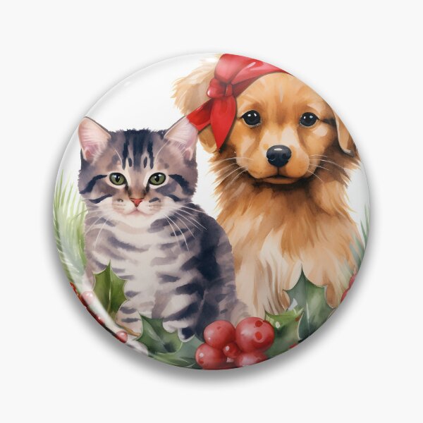 Item preview, adorable dog and cat christmas holiday print designed and sold by dcrc.