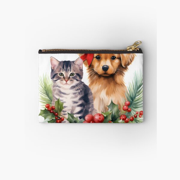 Item preview, adorable dog and cat christmas holiday print designed and sold by dcrc.