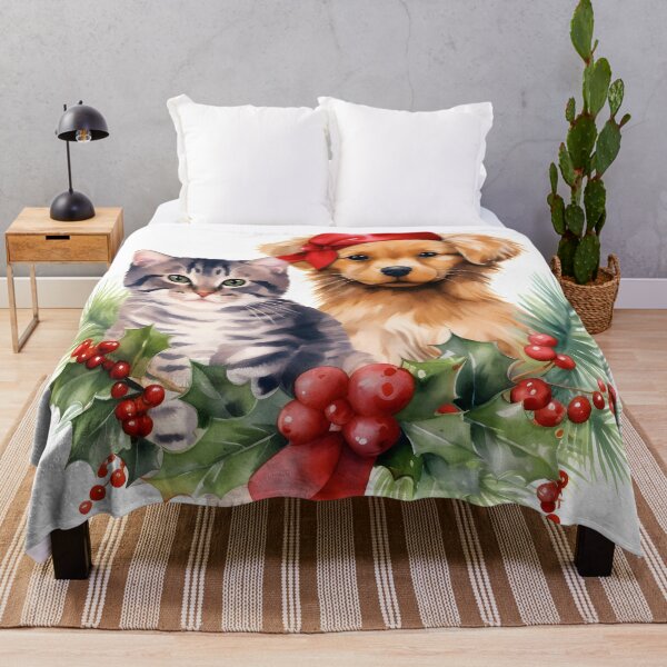 Item preview, adorable dog and cat christmas holiday print designed and sold by dcrc.