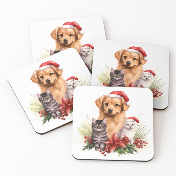 Item preview, adorable dog and cat christmas holiday print designed and sold by dcrc.