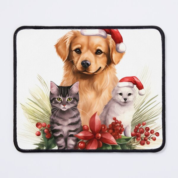 Item preview, adorable dog and cat christmas holiday print designed and sold by dcrc.