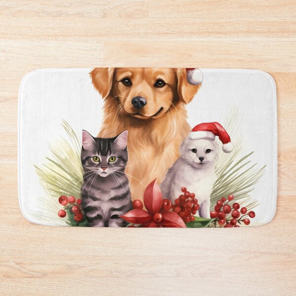 Item preview, adorable dog and cat christmas holiday print designed and sold by dcrc.