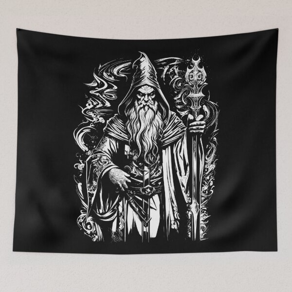 Item preview, Dark Wizard Merlin (Black and White Variant) designed and sold by Occult Designs.