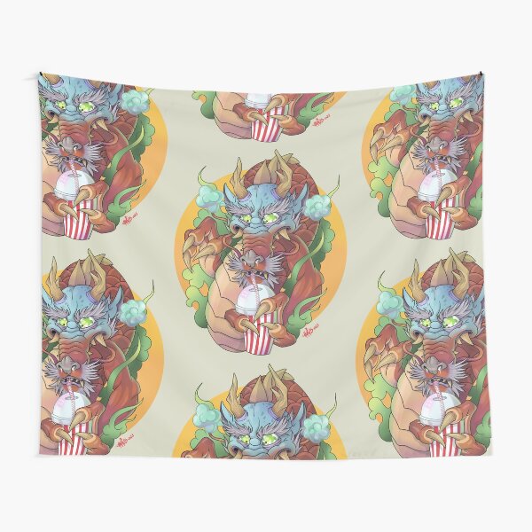Oriental Dragon taking a slushie Tapestry