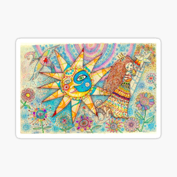 The Lady, The Sun and The Shooting Star Sticker