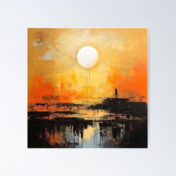 Item preview, Explore "Simplistic & Minimalistic Vintage Sunset" Abstract Art designed and sold by ArtificialGenes.