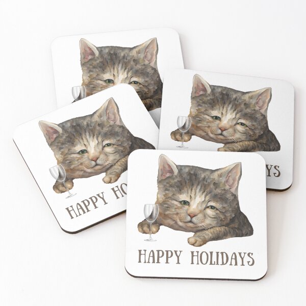 Item preview, Happy Holidays: A Funny and Cute Drunk Cat Design designed and sold by GorinART.