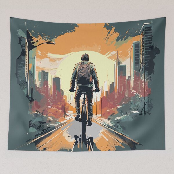 Item preview, A cyclist setting sun in the background. designed and sold by Hisirdoux.