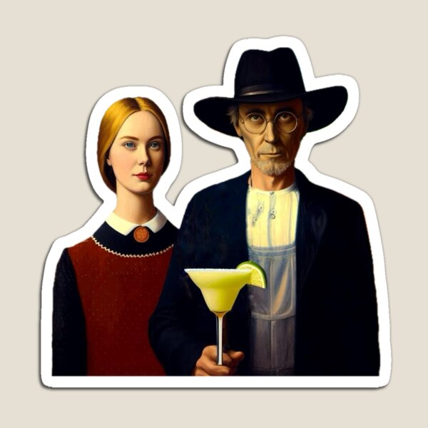 Artikelvorschau, Amerikanischer Gothic mit einer Margarita statt einer Heugabel entworfen und verkauft von Mundo Margarita.