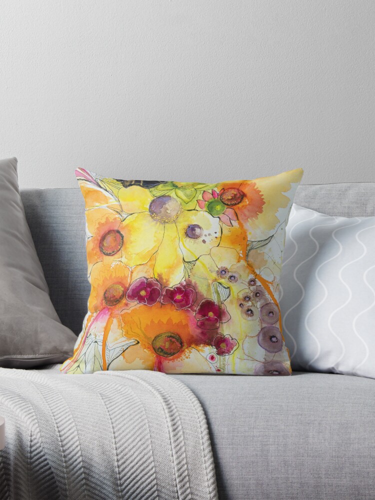 Thumbnail 1 of 4, Pillow, Orange abstract designed and sold by BirgitteB.