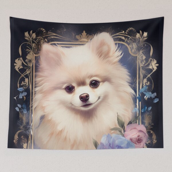 Item preview, cute fluffy Pomeranian Pomeranian dog vintage romantic designed and sold by WallyPink.