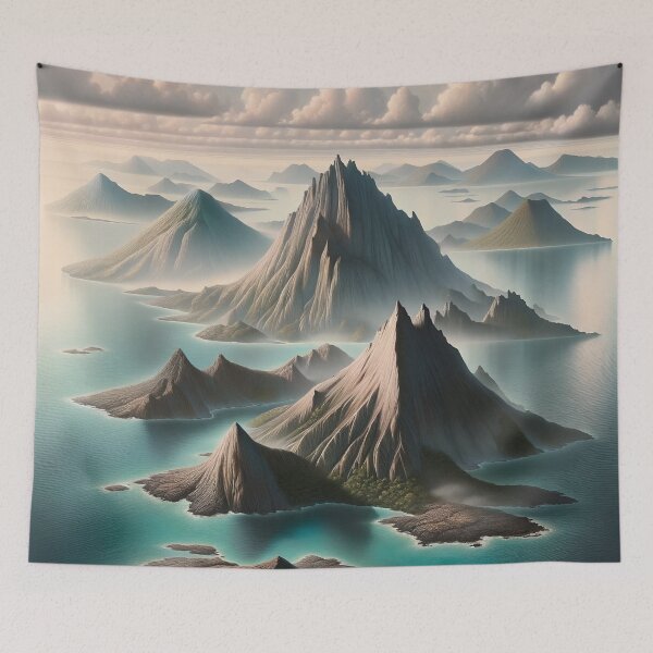 Item preview, Tranquil Peaks Amidst Serene Seas designed and sold by PictorialWhimsy.