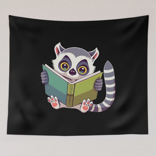 Item preview, Bookworm Lemur, funny gifts for book and lemur lovers designed and sold by V-Tee.