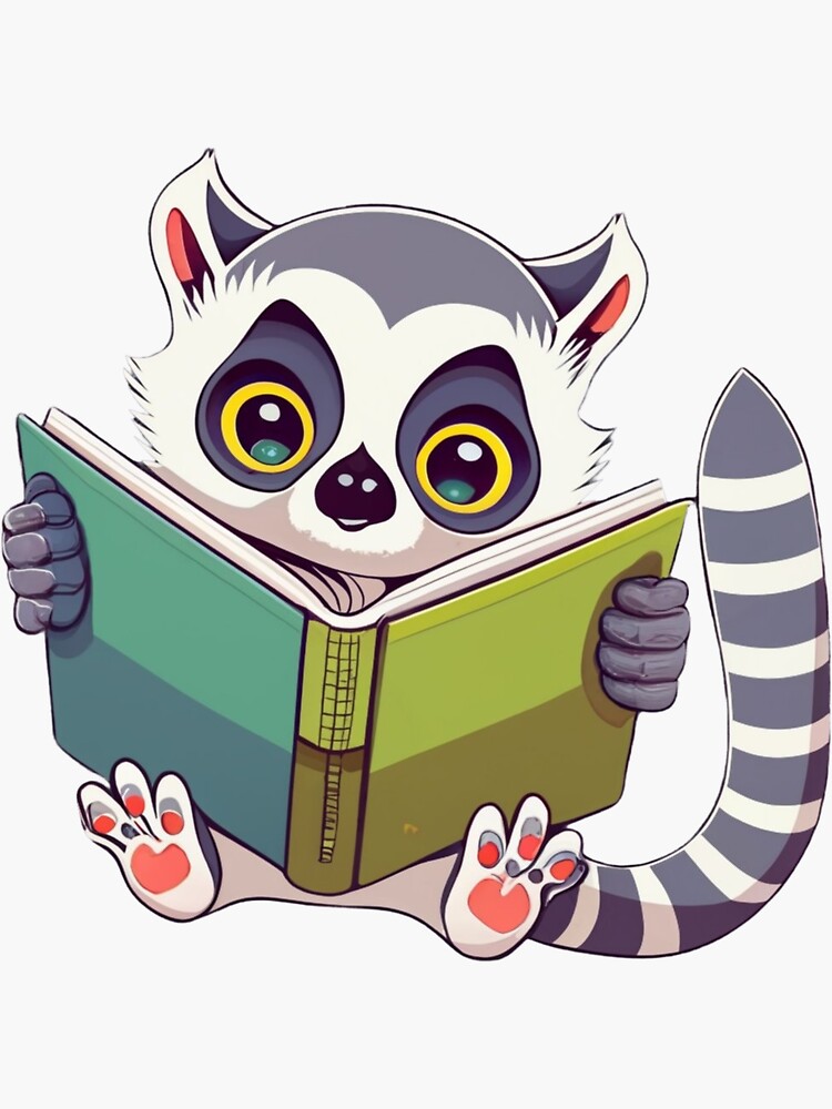 Bookworm Lemur, funny gifts for book and lemur lovers
