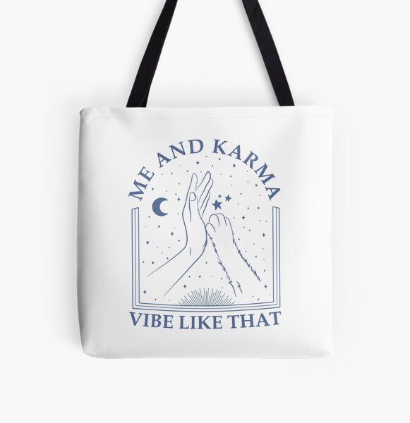Vista previa del artículo con la obra «Karma y yo vibramos como ese gato Karma Handshake», diseñado y vendido por JustCasualsShop.