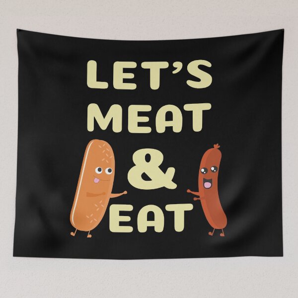 Item preview, Funny Hot Dog Puns Let's Meat And Eat designed and sold by ArtFisher.