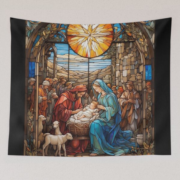 Artikelvorschau, Buntglaskunst, Geburt des christlichen Erlösers – Jesus entworfen und verkauft von HeavenArtStudio.