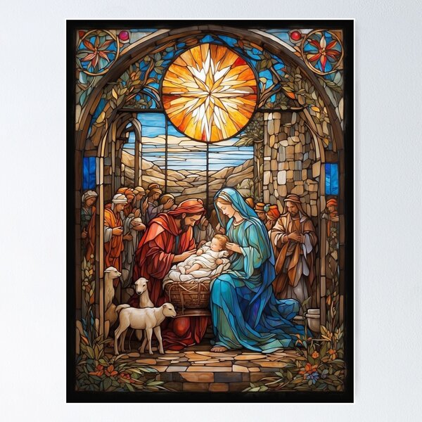 Item preview, Stained Glass Art, Birth of Christian Saviour - Jesus designed and sold by HeavenArtStudio.