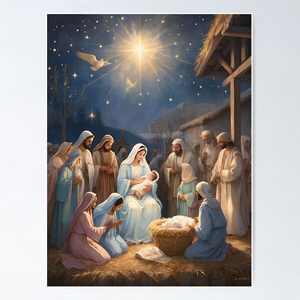 Item preview, Christmas Birth of Christ, Christian Nativity Art - Jesus designed and sold by HeavenArtStudio.