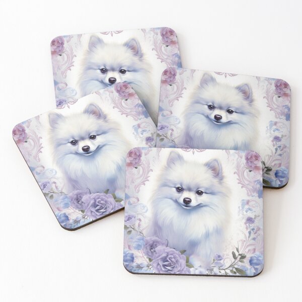 Item preview, white Pomeranian Spitz Pomeranian romantic vintage designed and sold by WallyPink.