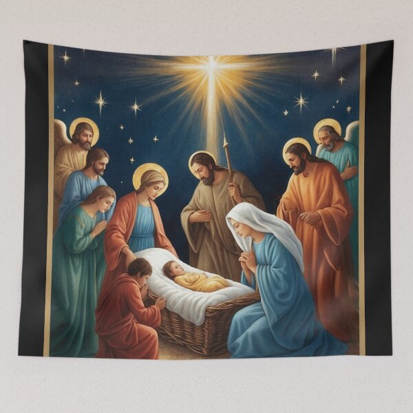 Artikelvorschau, Geburt Jesu, Bibelszenenkunst des Christentums - Christus entworfen und verkauft von HeavenArtStudio.