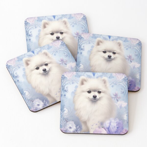 Item preview, fluffy cute white Pomeranian dog designed and sold by WallyPink.