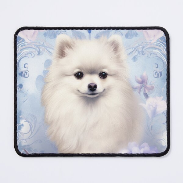 Item preview, fluffy cute white Pomeranian dog designed and sold by WallyPink.