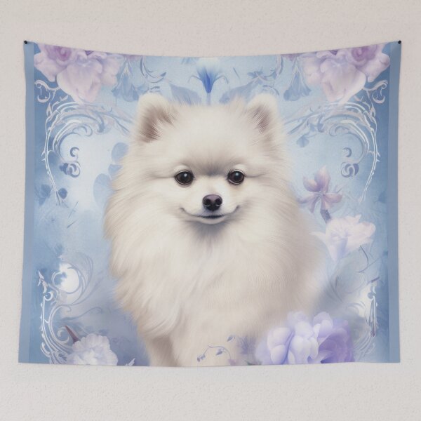 Item preview, fluffy cute white Pomeranian dog designed and sold by WallyPink.