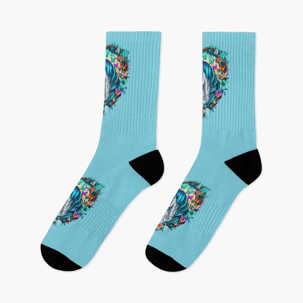 Item preview, Unicorn with Blue Hair at the Beach with Butterflies and Flowers in a Heart Shape designed and sold by Beachy.