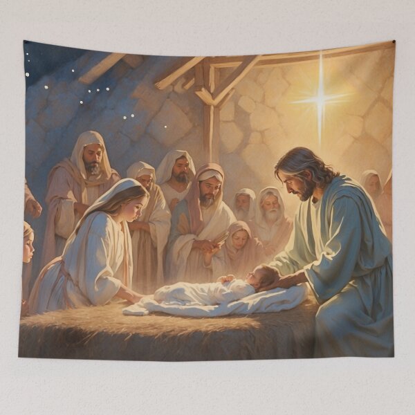 Artikelvorschau, Christliche Kunst, Weihnachtsgeburt Jesu Christi entworfen und verkauft von HeavenArtStudio.