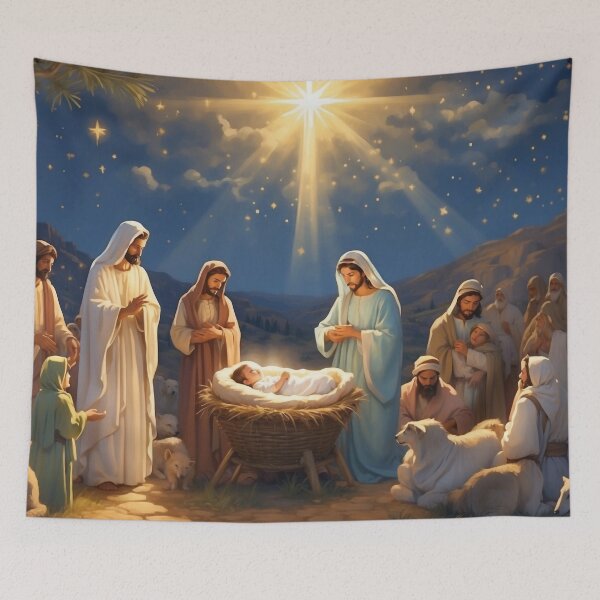 Artikelvorschau, Weihnachtsgeburt Christi, christliche Kunst - Jesus entworfen und verkauft von HeavenArtStudio.