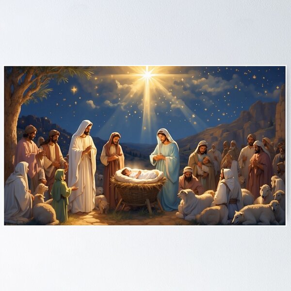 Item preview, Christmas Birth of Christ, Christian Art - Jesus designed and sold by HeavenArtStudio.
