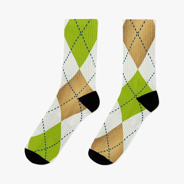 Item preview, Retro Festive Knitted Argyle Pattern 5. Tonal Green and Faux Gold on cream designed and sold by Dominiquevari.