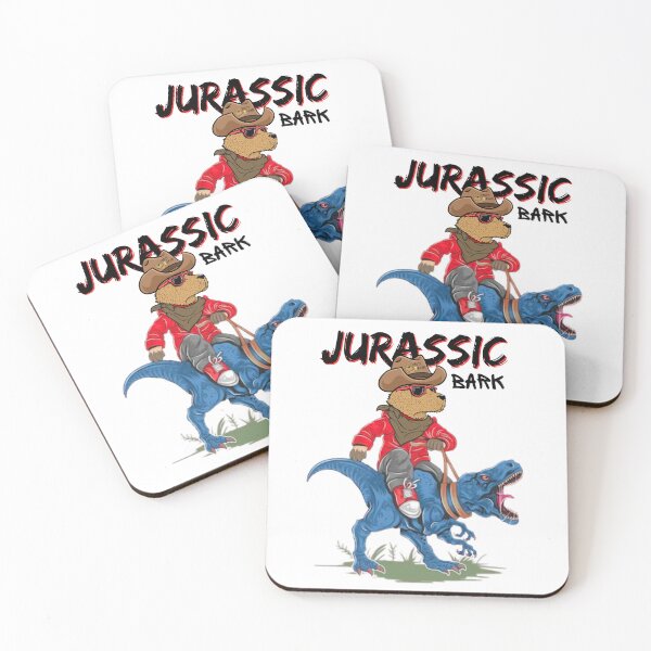 Item preview, Jurassic Bark Dog Riding Dinosaur Funny Dog Pun designed and sold by PunchlinePrints.